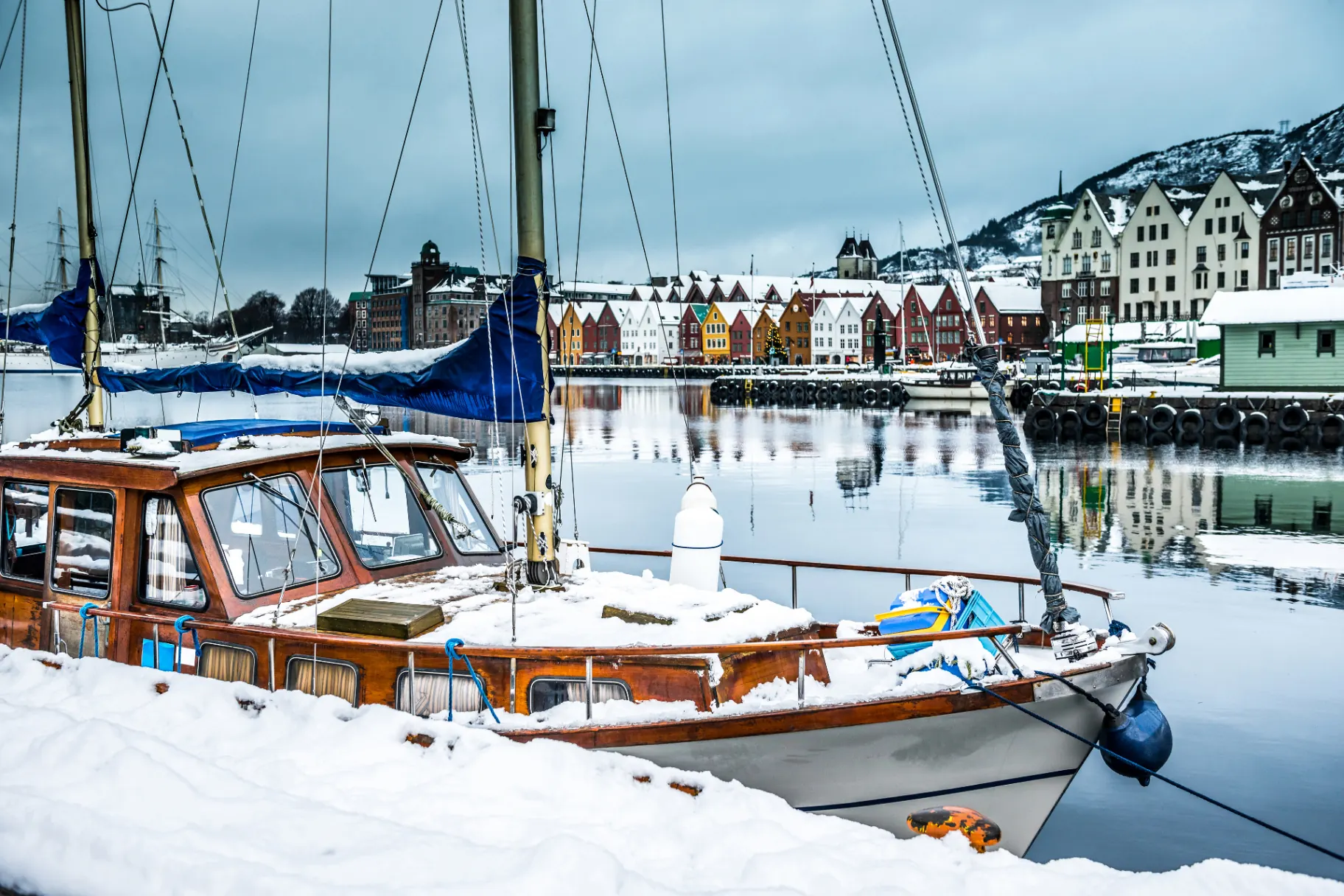 Boat covered for winter laid up on the Thames